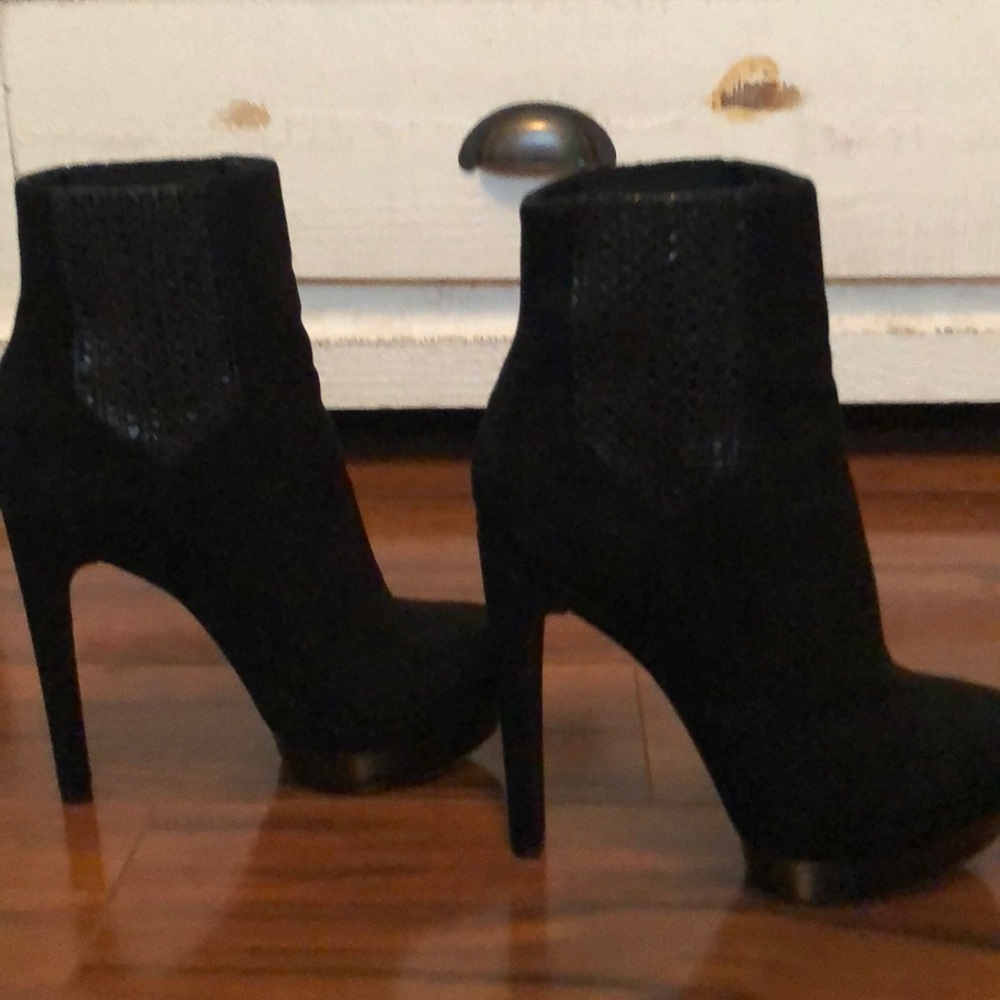 Rachel Zoe python platform booties